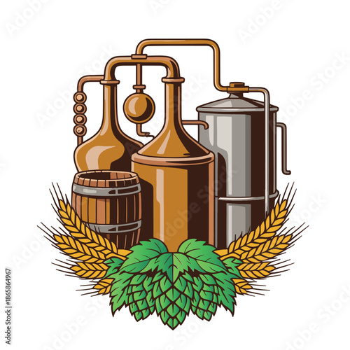 Craft Beer Brewing Equipment Illustration