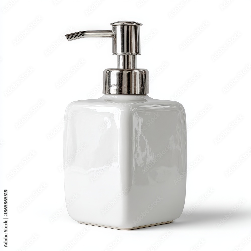 Obraz premium a white ceramic soap pump - isolated product photo