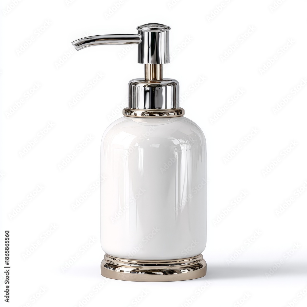 Obraz premium a white ceramic soap pump - isolated product photo