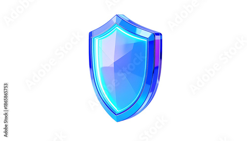 Shiny blue shield with gem-like facets against a black backdrop