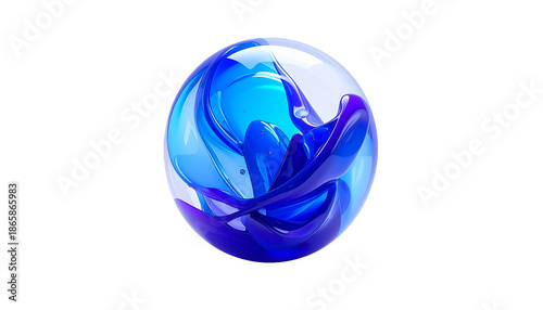 An orb containing flowing, colored forms, against a black backdrop