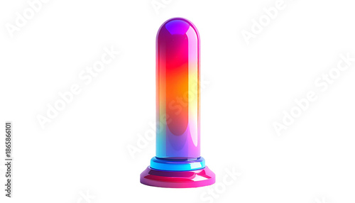 Cylindrical object with a glossy, gradient color scheme on black backdrop