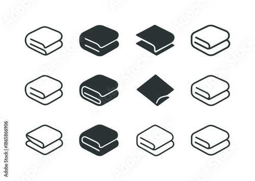 Blanket Logo Variations. Blanket. Icon set. Set Logo of Blanket: layered soft fabric. harmonious logo variations of the same emblematic concept, each with