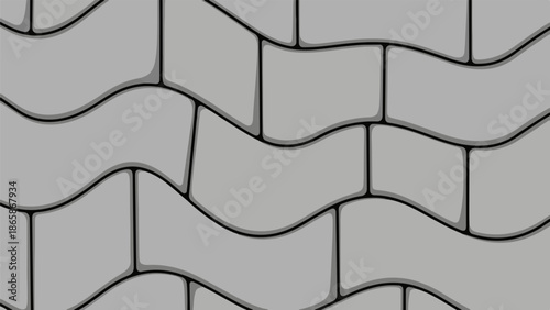 A repeating pattern of gray, wavy, brick-like shapes outlined in black with a subtle shadow effect