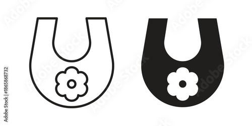 Baby bib icons set designed in filled, outline, line and stroke style