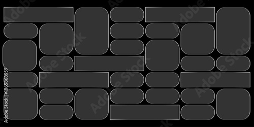 Futuristic transparent glass Bento Grid frames for website landing page. Digital banners UI templates design

