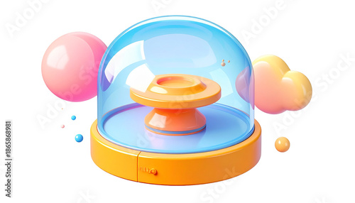 3D-rendered, colorful futuristic platform protected by a clear dome