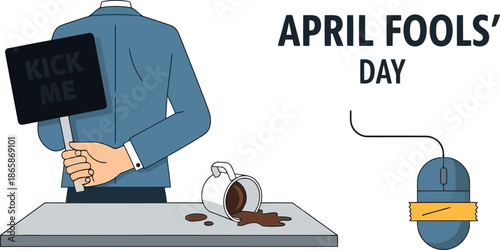 Classic April Fools Day Pranks Flat Design Illustration.eps