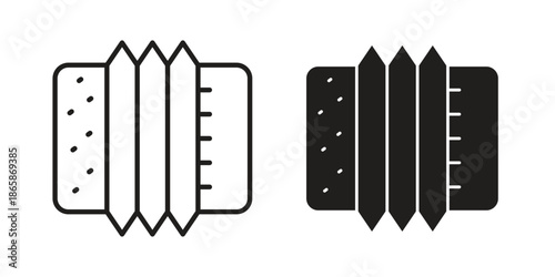 Bandoneon instruments icons set designed in filled, outline, line and stroke style
