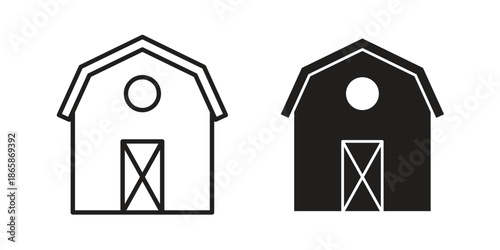 Barn icons set designed in filled, outline, line and stroke style