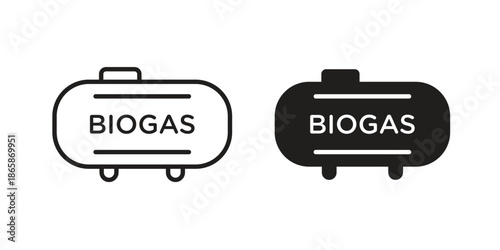 Biogas icons set designed in filled, outline, line and stroke style