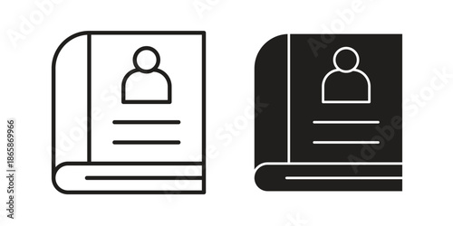 Biography icons set designed in filled, outline, line and stroke style