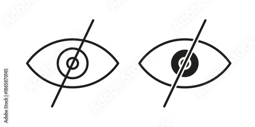 Blindness icons set designed in filled, outline, line and stroke style