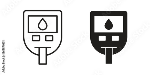 Blood sugar test icons set designed in filled, outline, line and stroke style