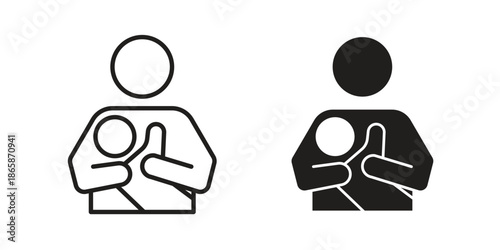 Breastfeeding icons set designed in filled, outline, line and stroke style
