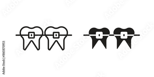 Braces icons set designed in filled, outline, line and stroke style