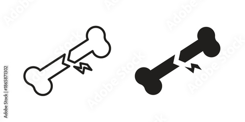 Broken bone icons set designed in filled, outline, line and stroke style