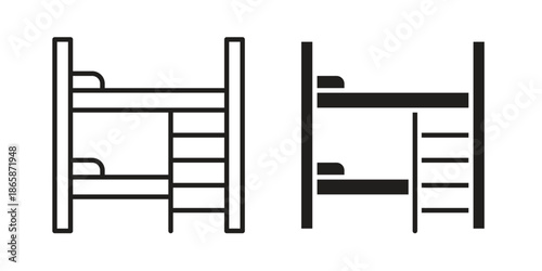 Bunk bed icons set designed in filled, outline, line and stroke style