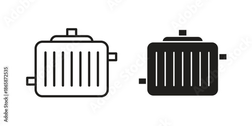 car radiator icons set designed in filled, outline, line and stroke style