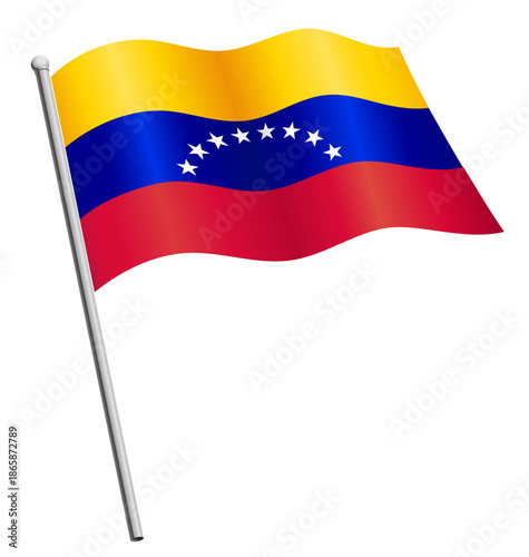 venezuelan flag of venezuela flying waving on flagpole silk icon vector isolated on transparent background