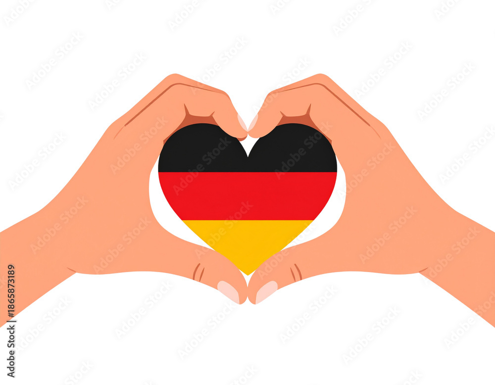 Obraz premium German flag heart hands icon flat vector illustration