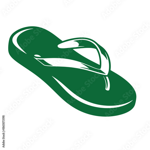 Green flip flop sandal isolated on white background  summer footwear