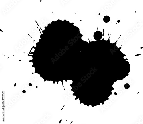 black ink brush painting dropped splatter splash artistic grunge graphic element