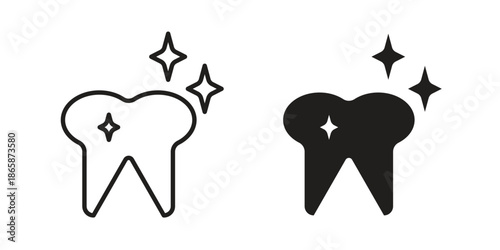 clean tooth icons set designed in filled, outline, line and stroke style