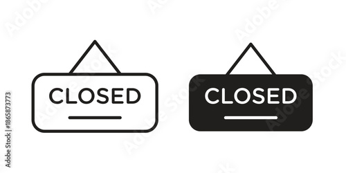 Closed signs set designed in filled, outline, line and stroke style