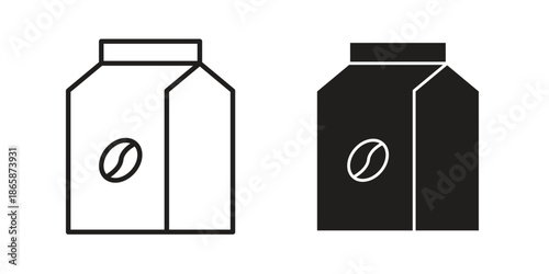 Coffee paper bag icons set designed in filled, outline, line and stroke style