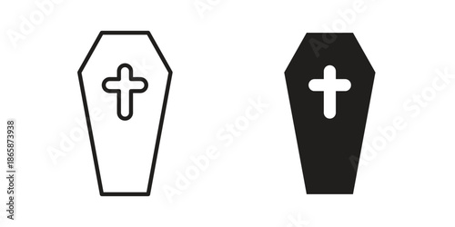 Coffin icons set designed in filled, outline, line and stroke style