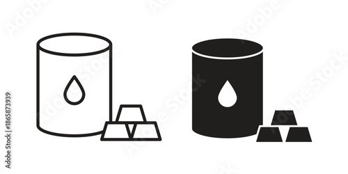 Commodity icons set designed in filled, outline, line and stroke style