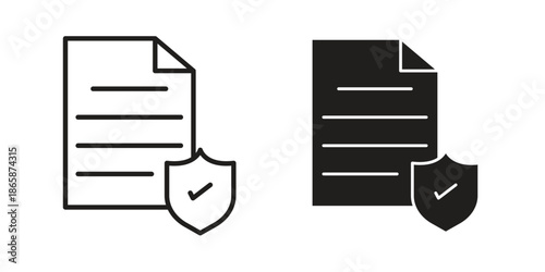 Contract coverage icons set designed in filled, outline, line and stroke style