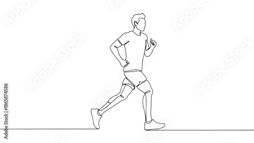 Minimalist line drawing of a man running, illustrating fitness and athletic pursuit