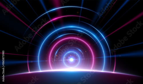 Circle light effect with rays and sparks