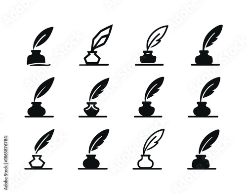 Notary Icon Set. The Role of Notaries and Public Notary Services. Icon set. Set Logo of Notaries and Public Notary Services: signature line. harmonious logo