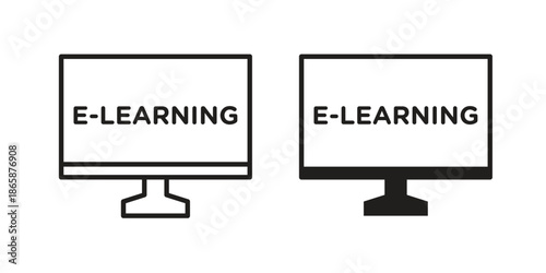 E learning icons set designed in filled, outline, line and stroke style