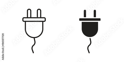 Electric plug icons set designed in filled, outline, line and stroke style