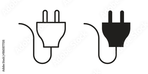 Electrical plug icons set designed in filled, outline, line and stroke style