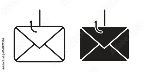 Email phishing icons set designed in filled, outline, line and stroke style