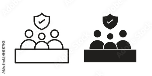 Family insurance icons set designed in filled, outline, line and stroke style