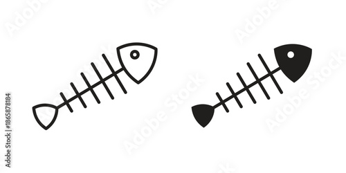 Fishbone icons set designed in filled, outline, line and stroke style
