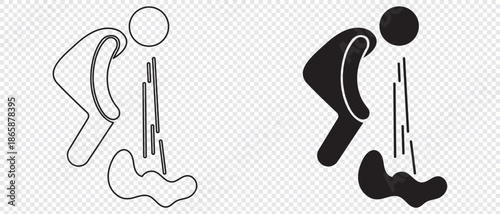 vomiting silhouette icon vector illustration isolated on transporant icon background