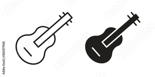 Guitar icons set designed in filled, outline, line and stroke style