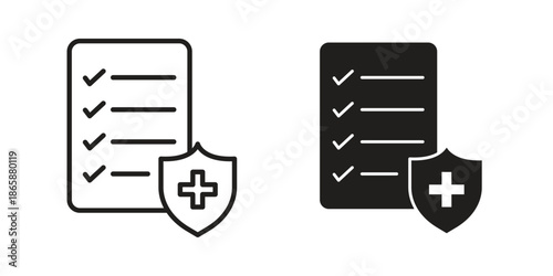 Health insurance icons set designed in filled, outline, line and stroke style