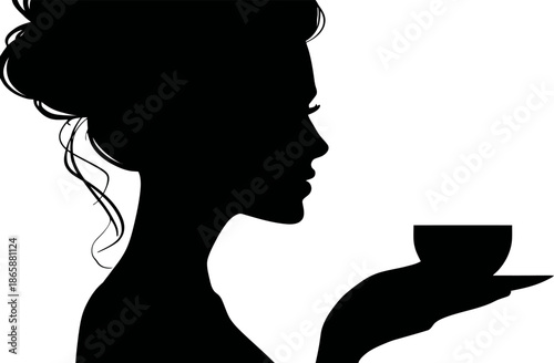 An expert female barista is creating a detailed design on a latte with precision