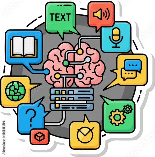 Digital brain processes information, text, audio, and data