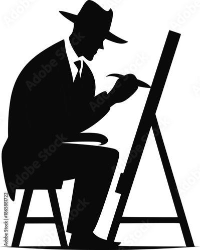 The artistic silhouette depicts a painter ready to unleash visual creativity onto a canvas