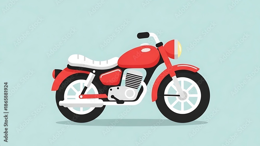 Obraz premium Red Motorcycle on Light Blue Background.