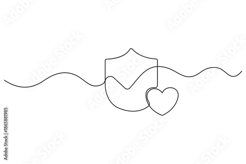 Healthcare protection line icon with heart and shield
